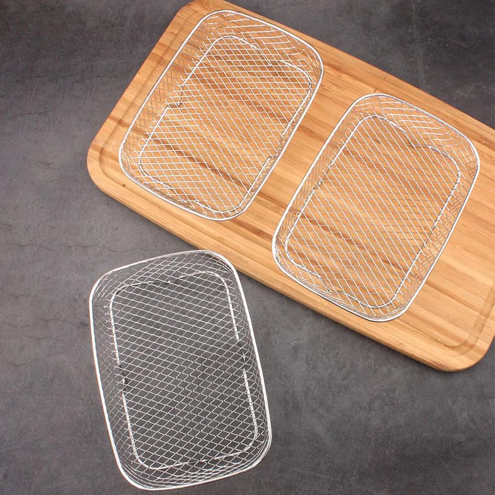 3 Layers Air Fryer Rack Stackable Grilling Rack Stainless Steel Mesh Grill Basket Steamer Cooker Kitchen Gadgets Cooking Tools