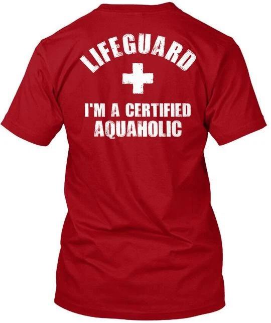 Сертифицированный спасатель Aquaholic Lifeguard Я Футболка Сделано в США S-5XL