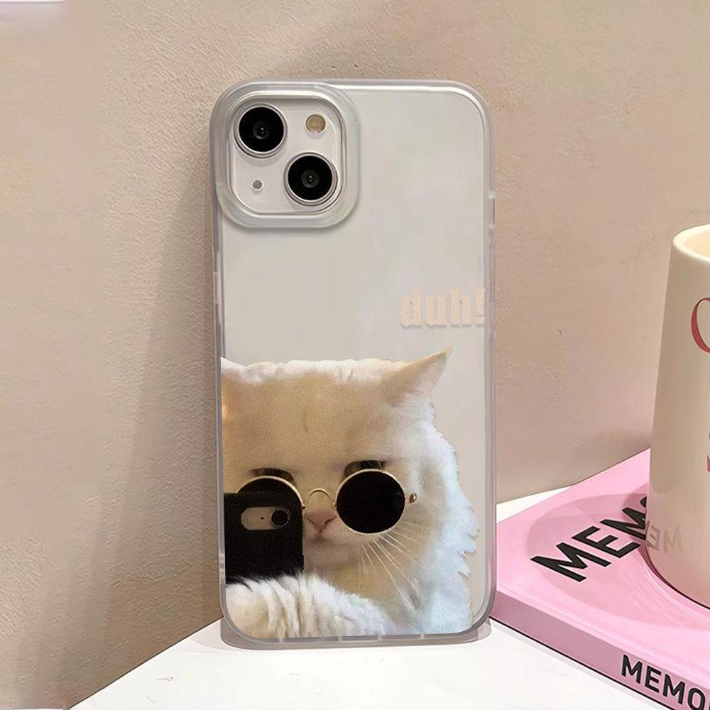 Солнцезащитные очки крутой кот для iPhone17promax Apple 17 матовый с большим отверстием чехол для мобильного телефона 16/15 противоударный 14