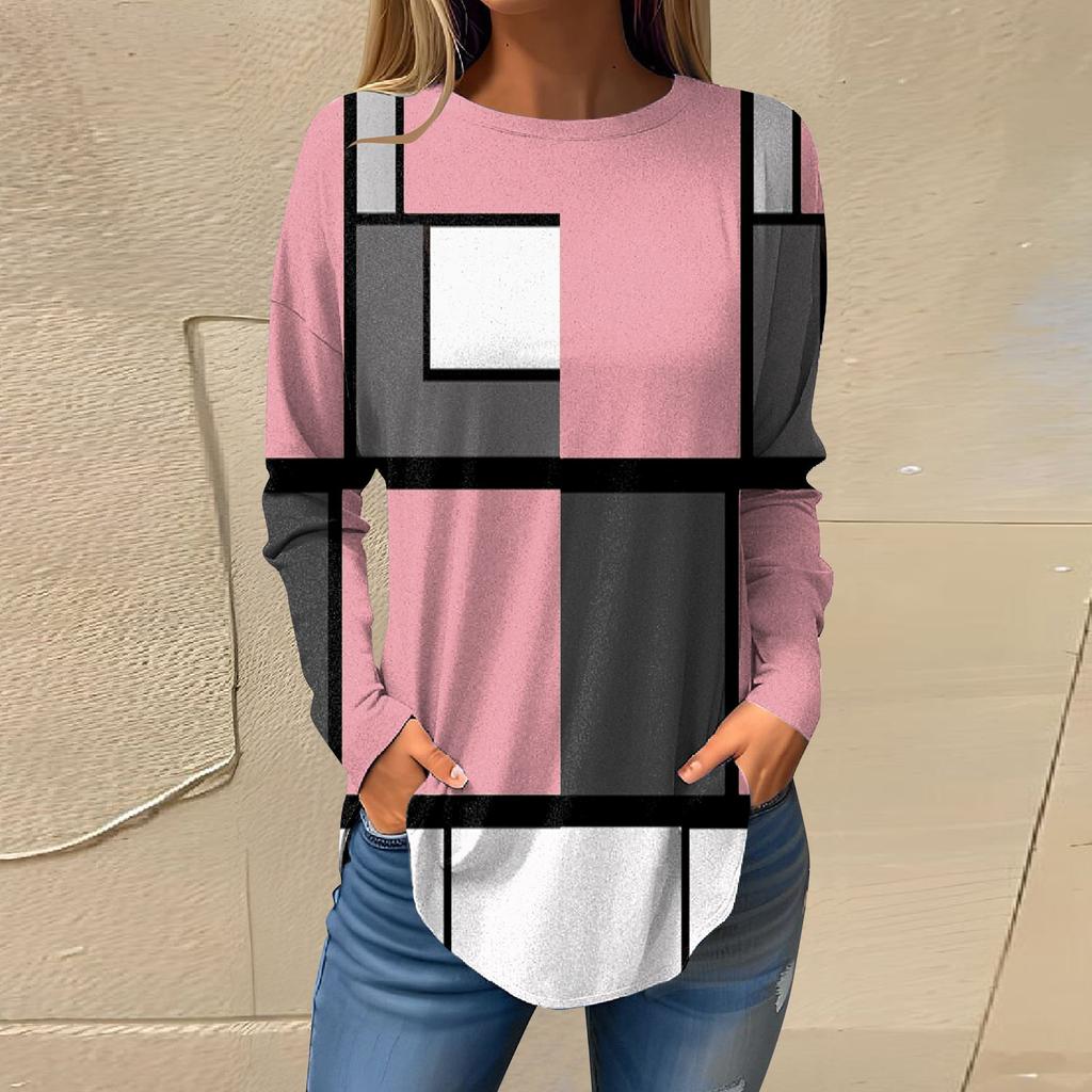 Футболки для женщин, осенние повседневные рубашки с длинными рукавами, толстовка с ретро-принтом, топ, пуловер