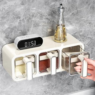 Горизонтальная и вертикальная коробка для приправ двойного назначения с тремя сетками, настенная банка для специй, набор для хранения приправ