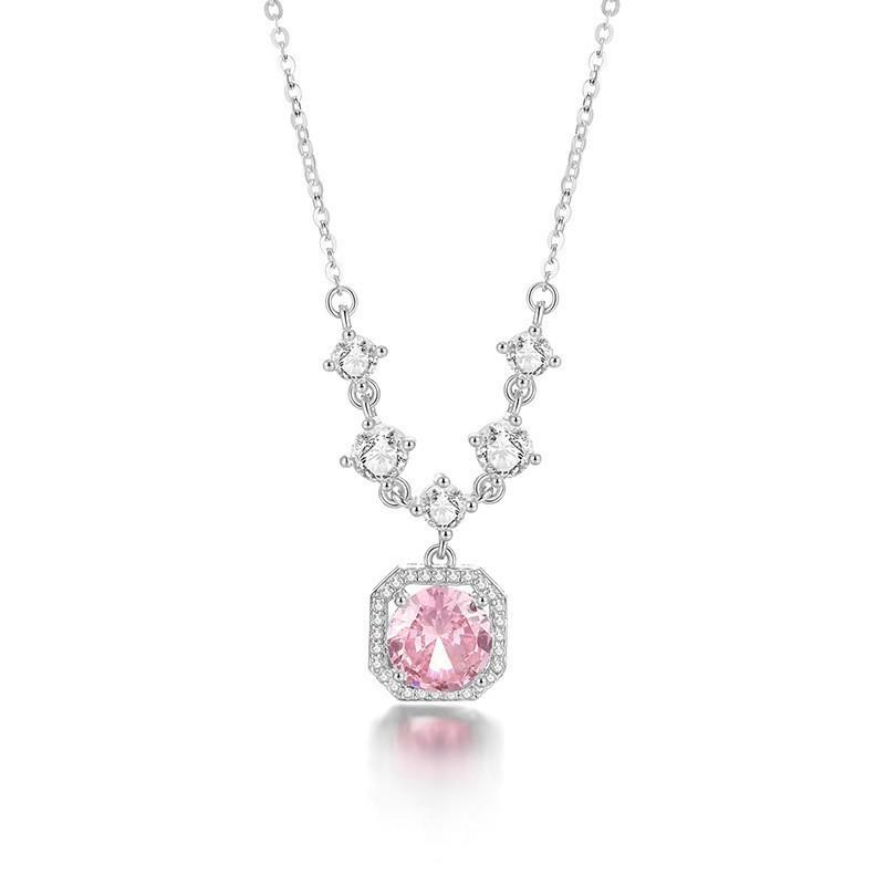 Серебряное ожерелье S925 с блестящим квадратным цирконом – Женское легкое роскошное изысканное изделие с цепочкой на ключицу, инкрустированной бриллиантами