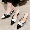 Fashion Eilyken Spring Butterfly-knot Pointed Toe Mule Women Slippers Fashion Elegant Thin Heels Party Dress Ladies Shoes