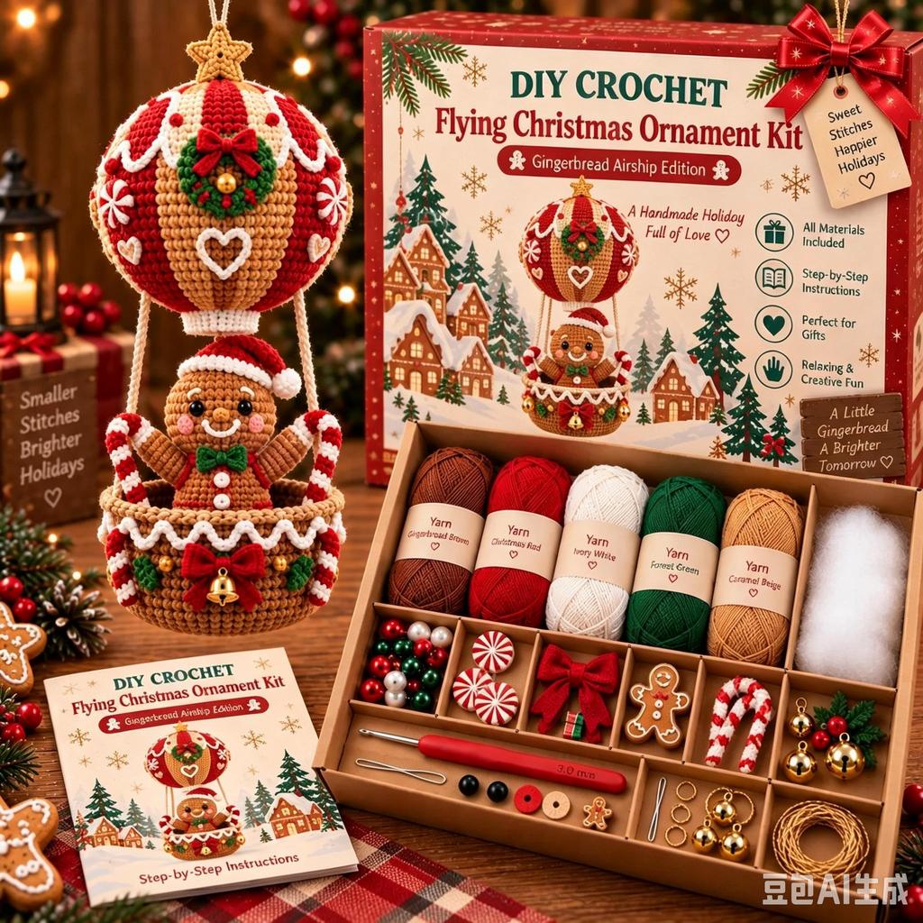 Летающий Рождественский Набор для Вязания Крючком DIY, Набор для Вязания Рождественского Украшения Ручной Работы для Начинающих, Набор Пряжи и Крючка, Рождественский Подарок