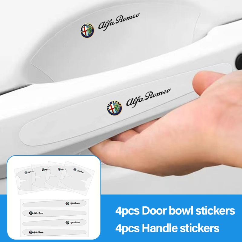 Keychain 8Pcs Car Door Handle Sticker TPU Protective Door Bowl Film Decals Accessories For Alfa Romeo 159 166 Giulia 156 147 GT