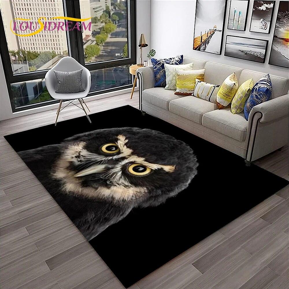 3D Cartoon Cute Owl Series Carpet Rug for Home Living Room Bedroom Sofa Kitchen Doormat Decor,Child Area Rug Non-slip Floor Mat