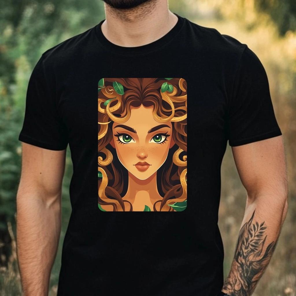T-Shirt Herren Medusa Cartoon Motiv Baumwolle Größe XS bis 5XL