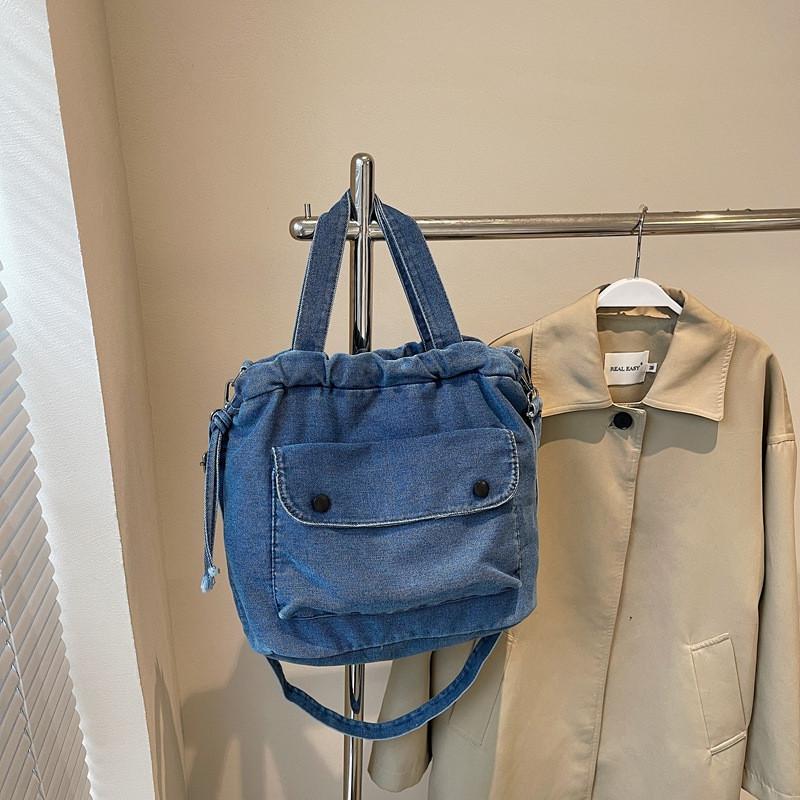 Вместительная джинсовая парусиновая сумка через плечо на одном плече, повседневная модная сумочка