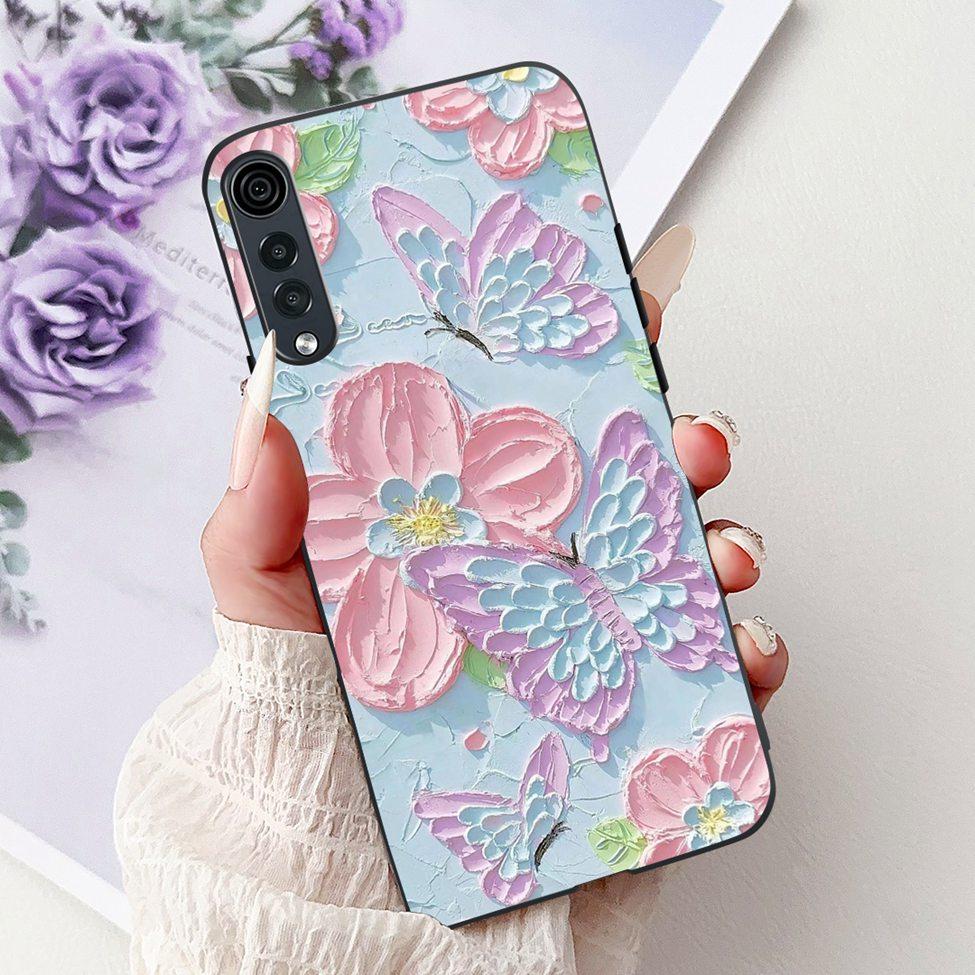 Чехол для LG Velvet 4G 5G Милый Кот Роскошная Мода Цветы Смешная Расписная Задняя Крышка Для LG Velvet 5G UW Чехол для Телефона Силиконовый