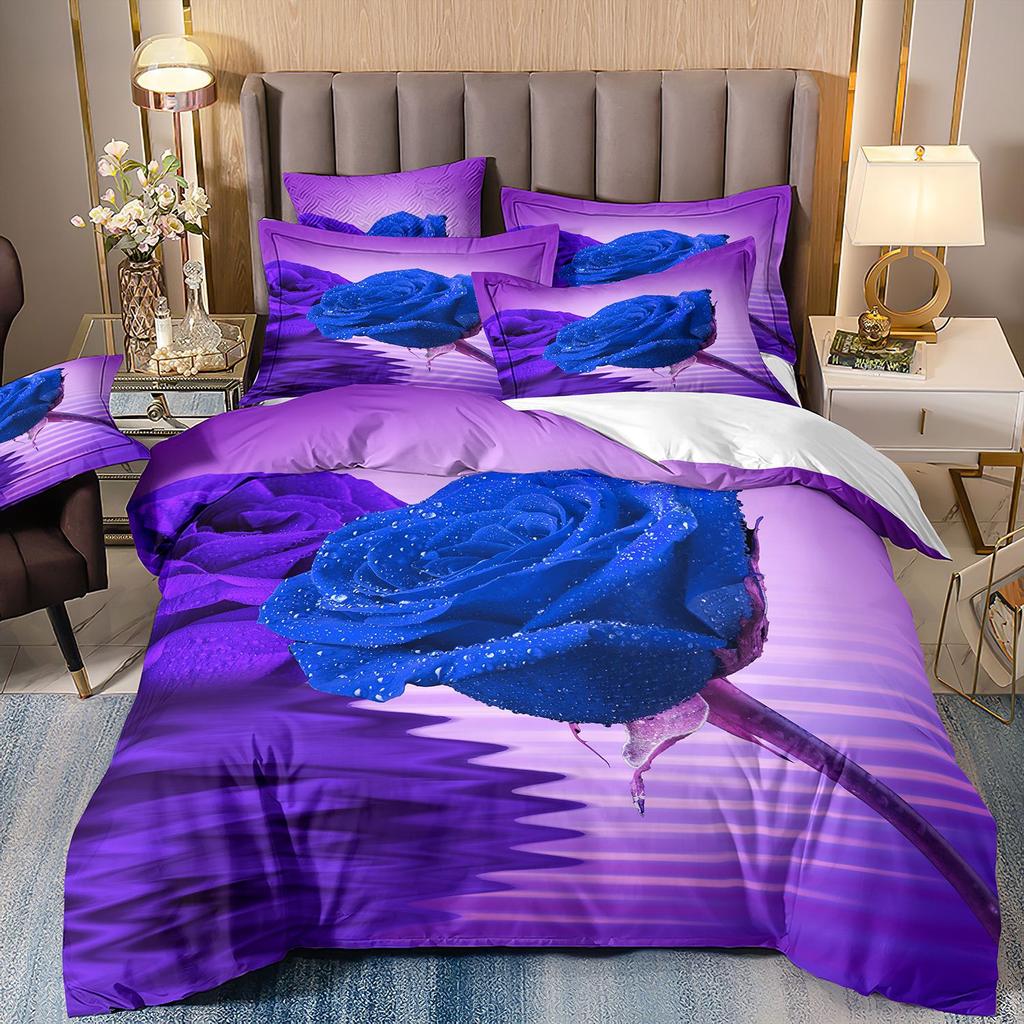 Красная Роза 3D Цветочный Пододеяльник Комплект постельного белья Цветочное Постельное Белье Двуспальная Простыня Одеяло Летнее Одеяло Королевский Размер