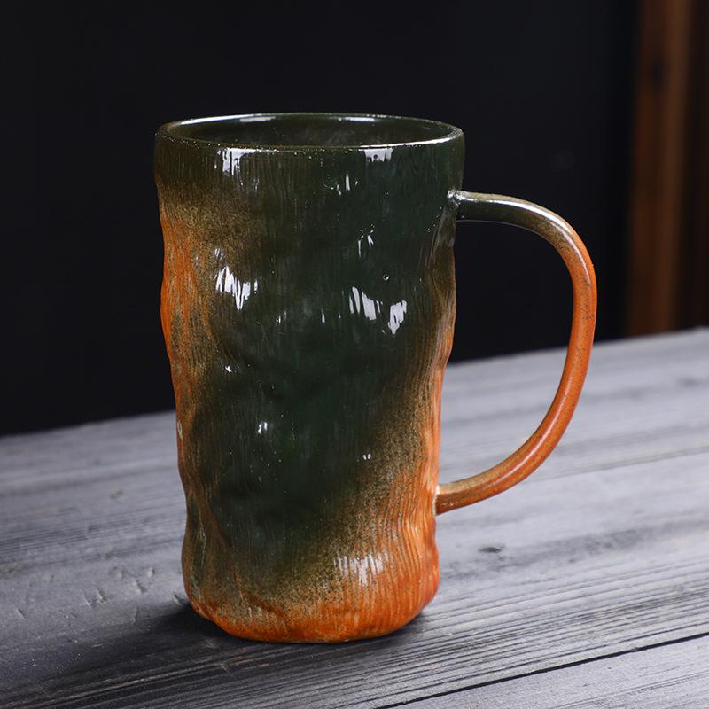 800Ml large capacity mug water cup ceramic cup Japanese retro coarse pottery coffee cup breakfast cup beer cup