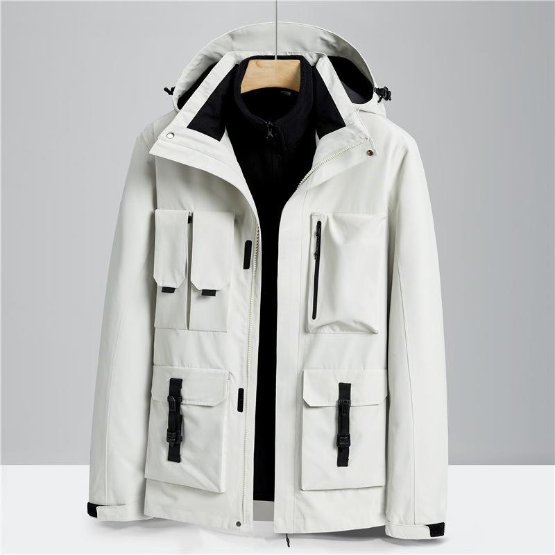 Outdoor Mountaineering Jacket Sports Autumn and Winter Men's and Women's Jacket Three-in-one Detachable Two-piece Set Plus Velvet and Thickening