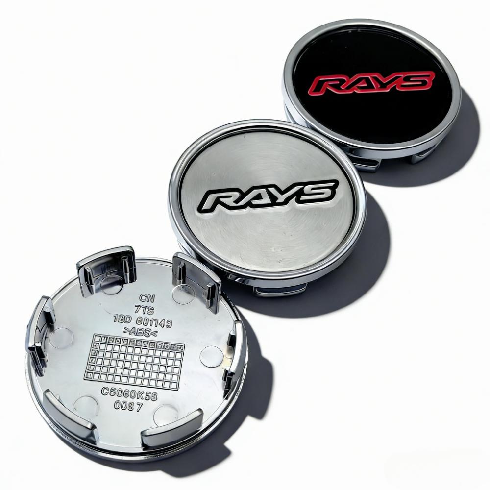 4pcs Rays Racing Logo Emblem Car Wheel Center Caps 58MM Clips 53MM Rim Hubcaps Dust Cover Wheels Hub Cap Replace Car Accessories