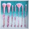 New 7 Pieces Transparent Crystal Sequin Diamond Handle Makeup Brush Set Quicksand Liquid Oil Filled Handle Beauty Makeup