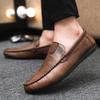 Round Toe Soft Flat Men's Leather Shoes High Quality Fashion Comfortable Designer 2025 Legitimate Luxury Sale Male Casual Shoe