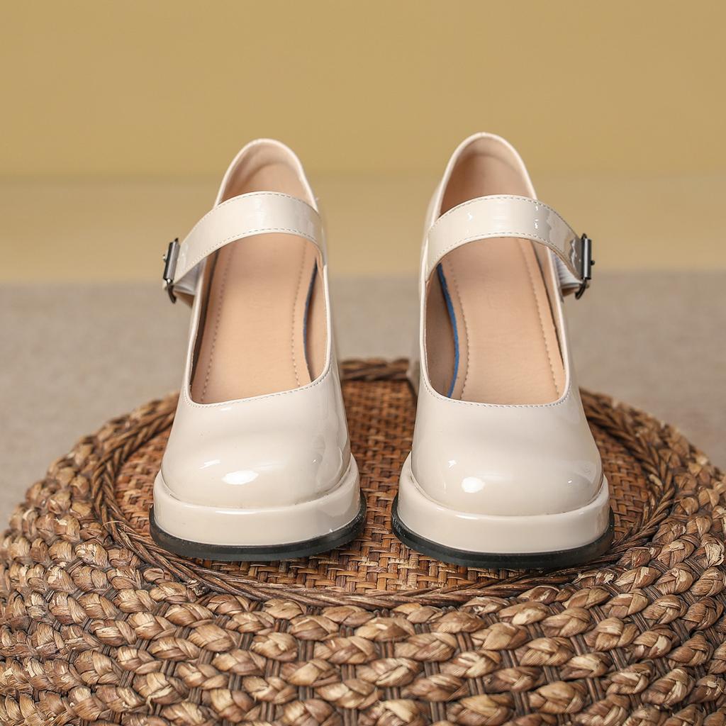 Женские туфли на высоком толстом каблуке, ретро туфли Мэри Джейн, платформа, водонепроницаемая подошва, круглый носок, маленькие кожаные туфли в японском стиле JK лоли