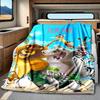 Madagascar Animals Beach Scene Blanket Personalized Name Soft Comfortable Stylish Blanket Car Blanket Perfect For Travel Camping Outdoor Home Suitable