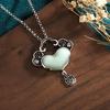 Посеребренное ожерелье-подвеска с имитацией нефрита Хэтянь и замком безопасности – украшение в китайском древнем стиле, подарок для мамы