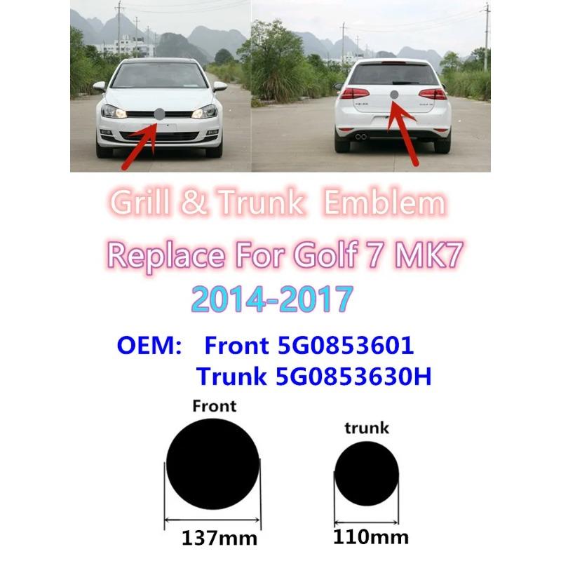 SUJFN1 GOLF 4 5 6 7 For VW VOLKSWAGEN 2026 New Key Case 2pcs Replacement Badge For Golf 7 Golf7 MK 7 2014 2015 2017 2016 Car Front Bonn