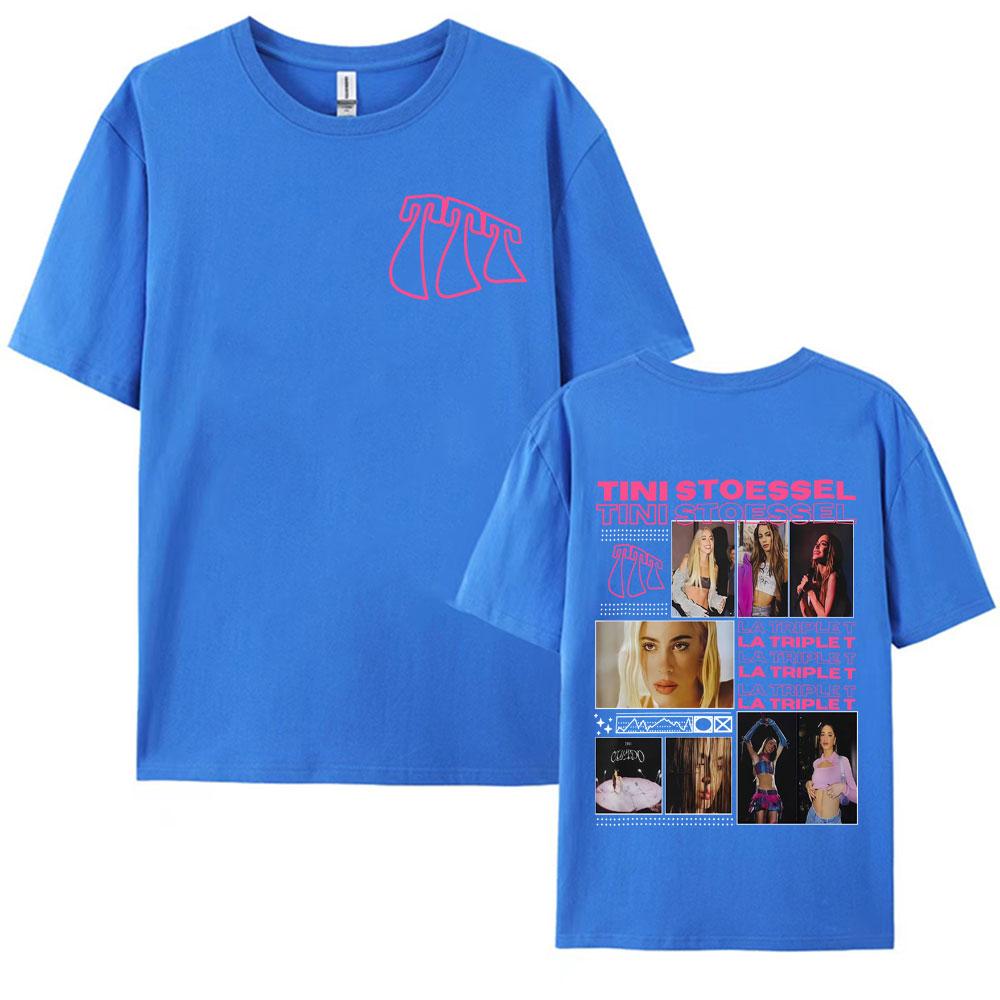 Певица TINI STOESSEL La Triple T Футболка с принтом из тура по альбому Модная Эстетика High Street Футболка Унисекс Женская Повседневная 100% Хлопок Футболка