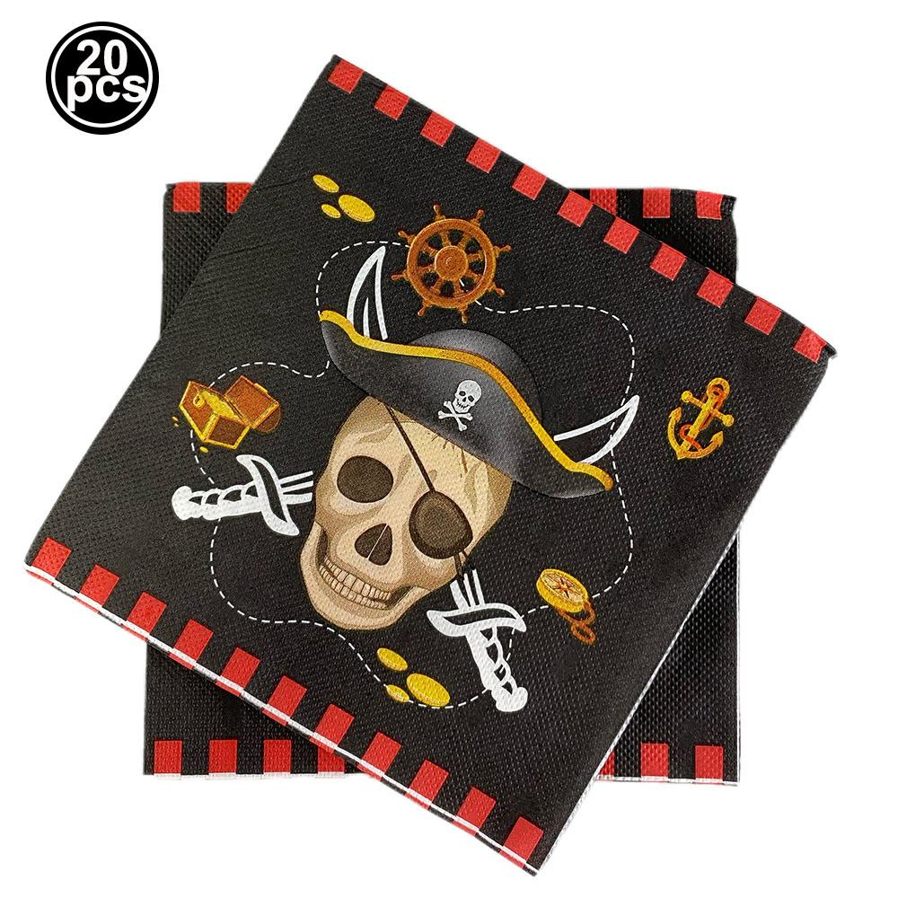 Pirate Party Paper Plate Cup Napkin Party Tableware Pirate Party Decor Pirate Ship Bone Dinnerware Supplies for Adult Kids Decor