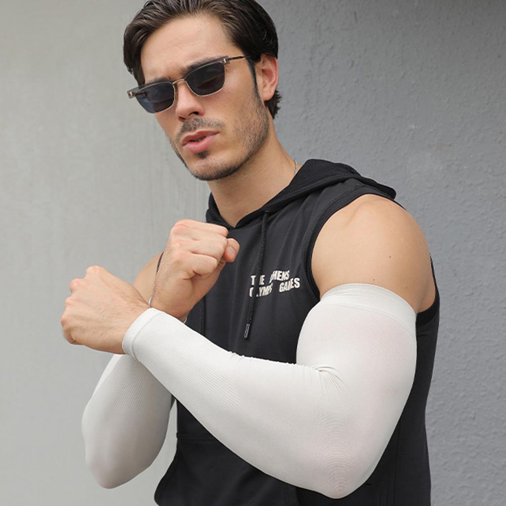 Anti-sunburn Sleeve UV Solar Arm Sleeves Plus Size Men Cycling Sleeve Cool Muff Summer Elastic Sun Screen Sleeves Arm Cover