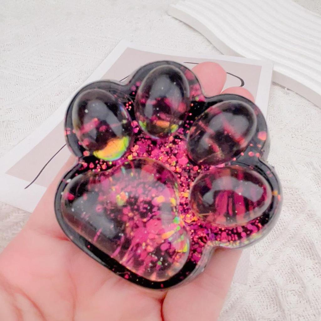 Sequin Aurora Cat Paw Squishy Stress Relief Toy