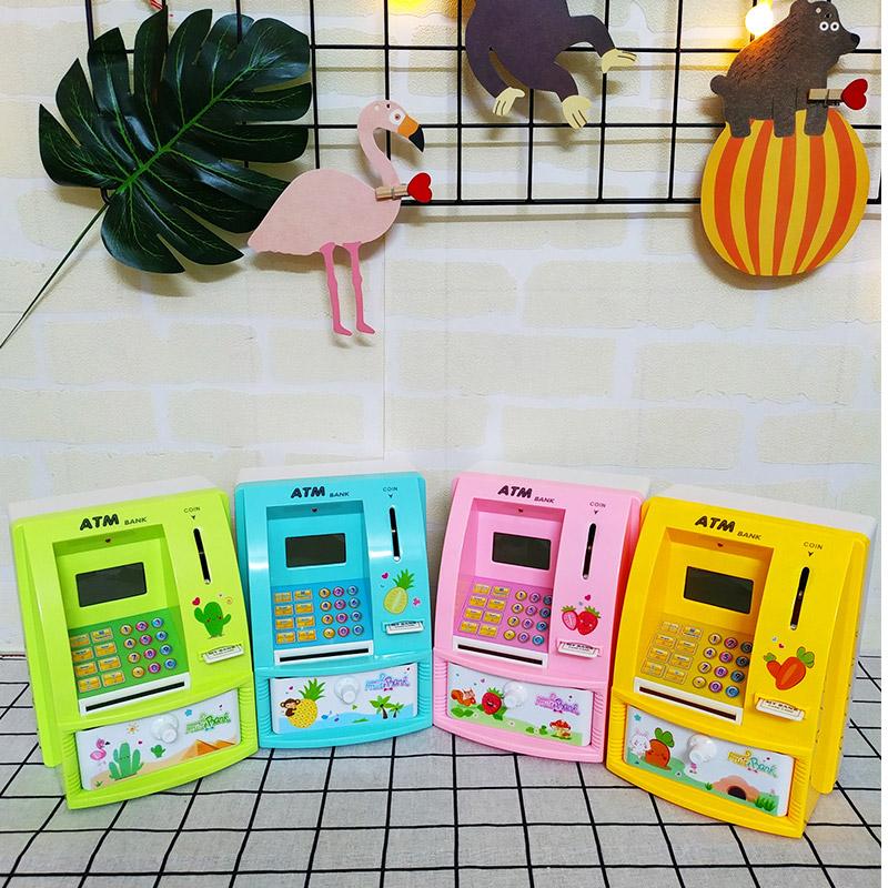 Electronic Piggy Bank Toy for Kids ATM Inspired Money Safe Box Made of Plastic Rectangular Shape for Saving Money BankCoins