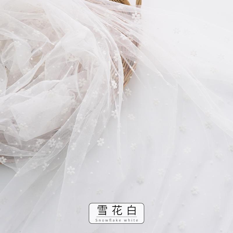 Ткань сетка с флоком "Снежинка" 150x100см/200см для платьев, отделки женской одежды, оконных сеток, ткань для рукоделия DIY TJ5103