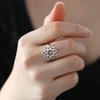 Cazador Aesthetic Filigree Flower Lotus Rings for Women Gold Color Bohemian Ring Wedding Engagement Stainless Steel Jewelry Gift