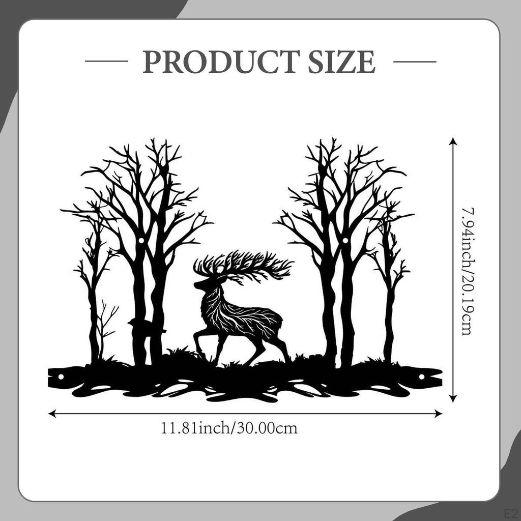 Elk Metal Wall Art Decor,Display Artwork Minimalist Indoor Silhouette Deer Hanging Sign for Bedroom