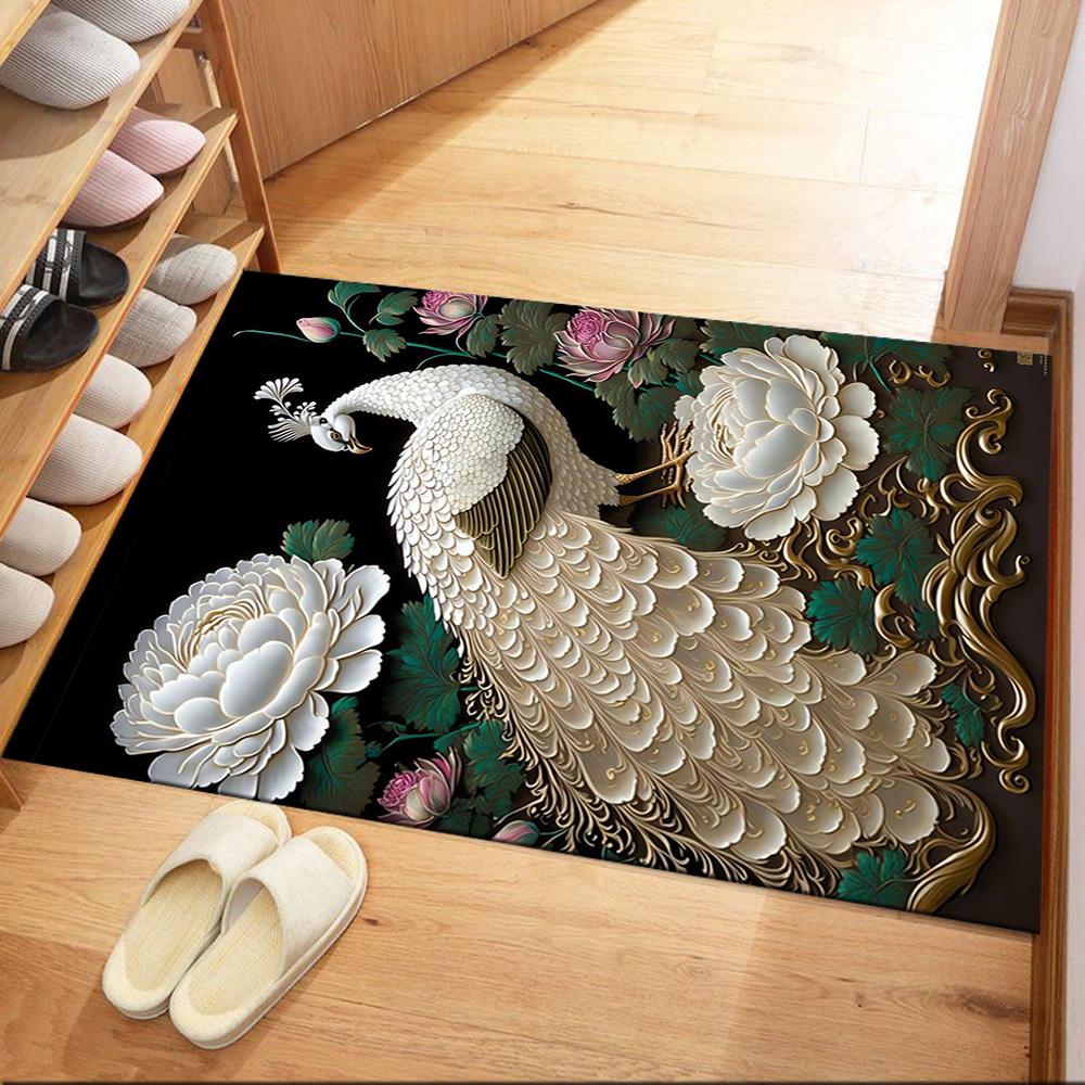 Elegant Peacock Fantasy Art Floor Mats for Living Room, Bedroom and Room Decoration Are Suitable for Gifts.
