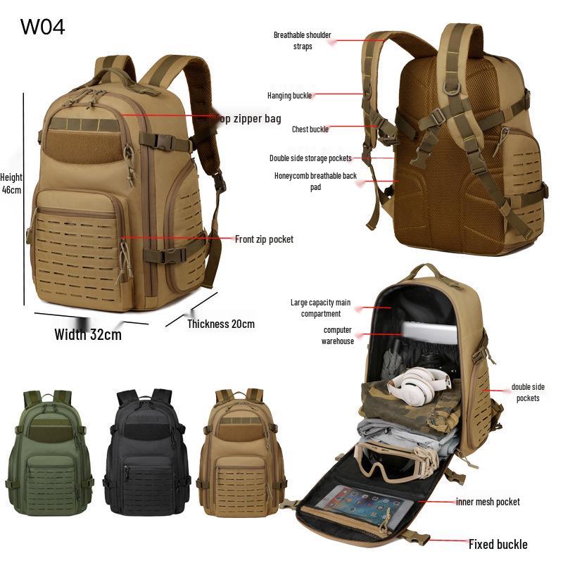 Cross-Border Outdoor Multifunctional Tactical Backpack - Large Capacity, Breathable, and Durable for Mountaineering