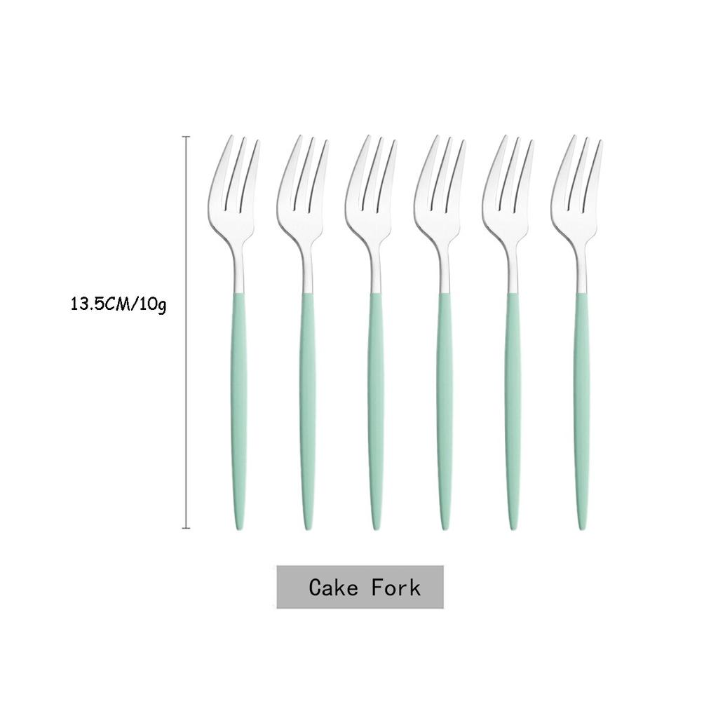 6Pcs/Set Tea Cake Snack Fork Dinnerware Cutlery Colorful Fork Set Mirror Stainless Steel Tableware Dessert Fruit Fork Silverware