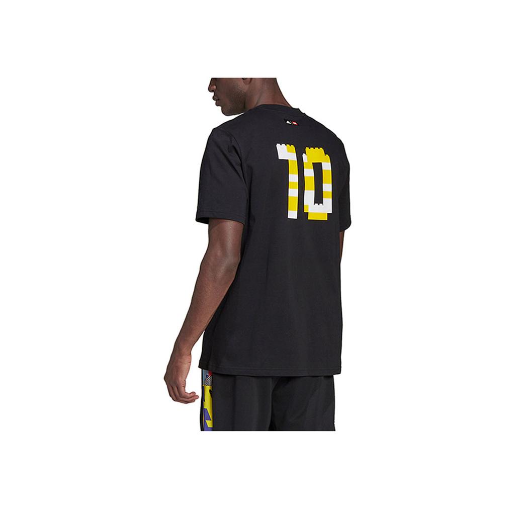 Adidas Футболка с коротким рукавом и круглым вырезом с принтом логотипа, мужские топы, черные HG1400