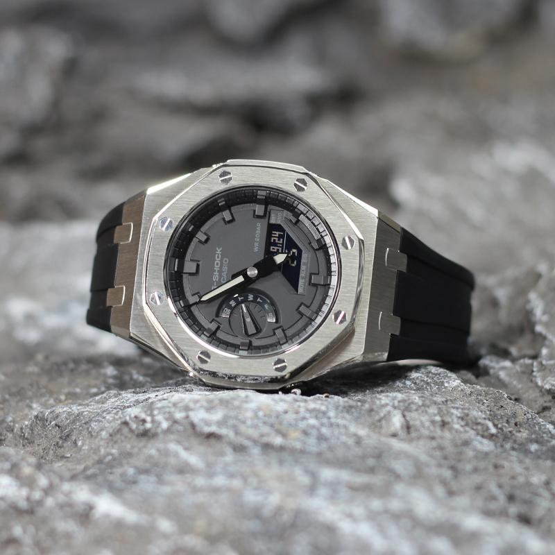 Casio Унисекс Серия с жидкокристаллическим/аналоговым двойным дисплеем Черные часы GA-2100-1A1-