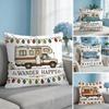 Happy Campers Car Cushion Cover Breathable Organic Short Plush Cushion Covers Machine Washable WrinkleResistant Soft Durable