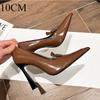 High Heels Women's 2025 New Retro Pointed Royal Sister Single Shoes Casual Business Black Thin Heel Patent Leather High Heels