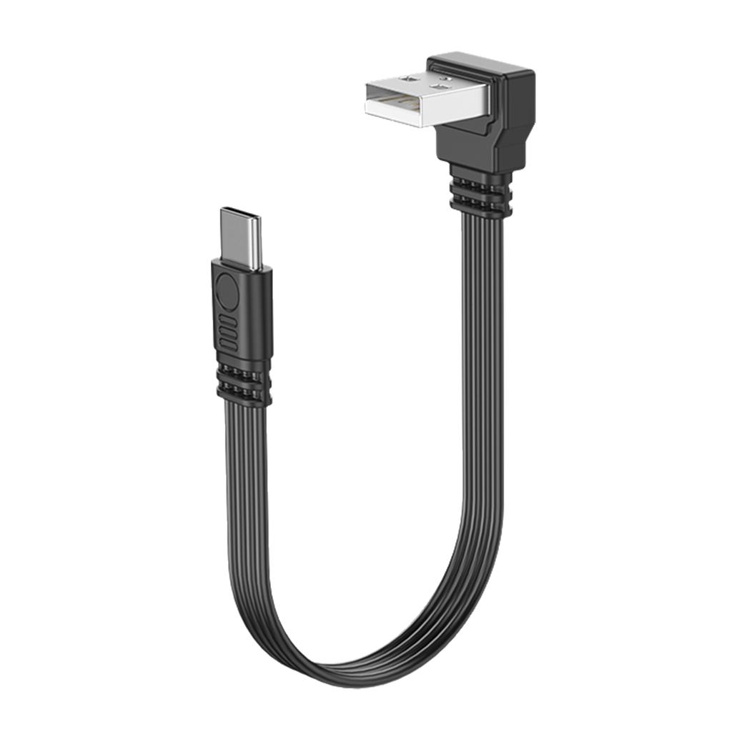 Кабель передачи данных USB 2.0 - Type C, 2 А, быстрая зарядка, скорость передачи данных 480 Мбит/с, плоский провод, колено 90 градусов для планшетов и телефонов