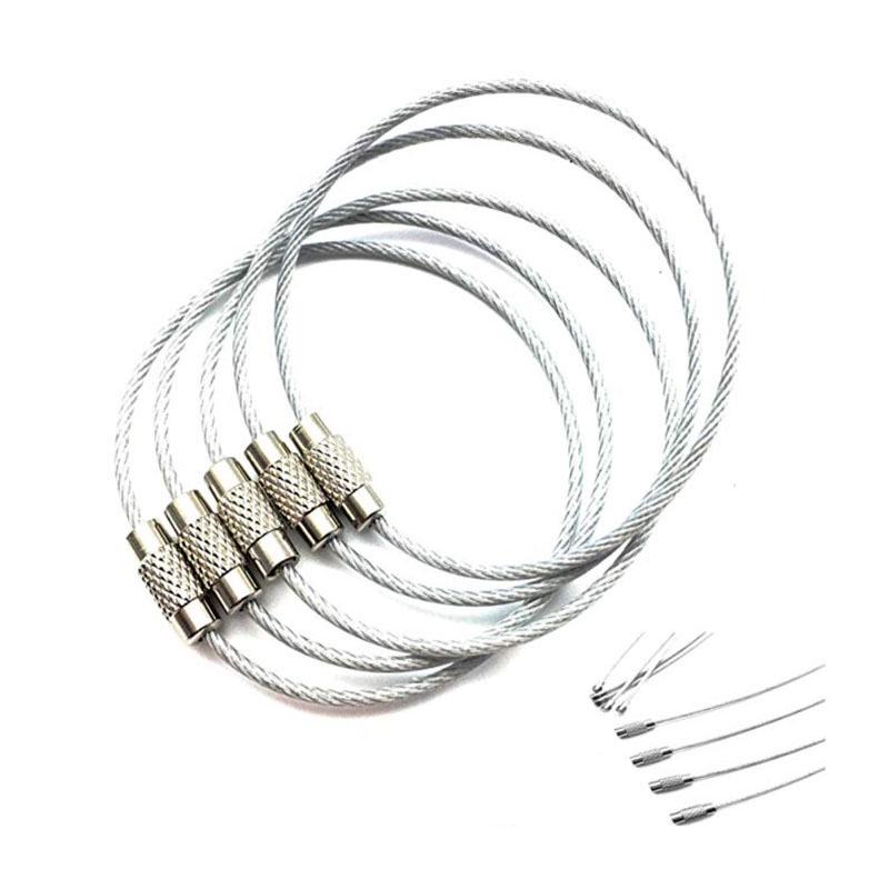 Проволока из нержавеющей стали, брелок для ключей, брелок для ключей, круглая веревка, кабельная петля, уличная лагерная багажная бирка, винт