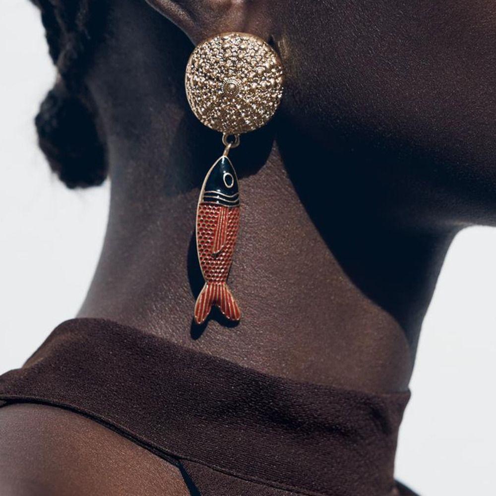 Korean Style Bohemian Dangle Earring Metal Animals Earrings Retro Fish Pendant Earrings  Beach