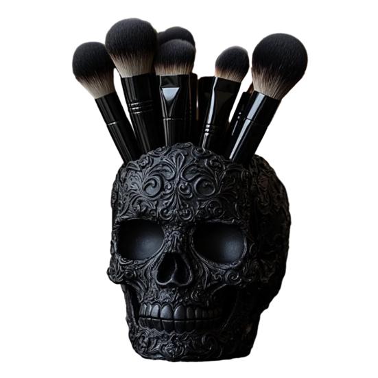 Подставка для кистей для макияжа в форме черепа, большой вместимости, контейнер для кистей для макияжа, прочная смола
