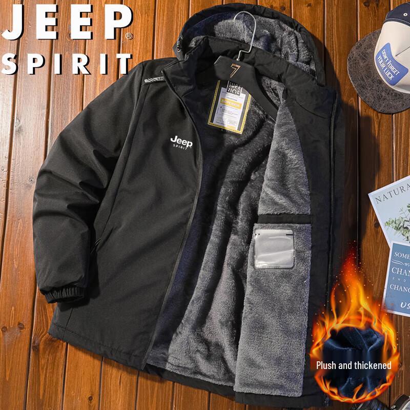 JEEP SPIRIT Men's Hooded Fleece Lined Winter Jacket