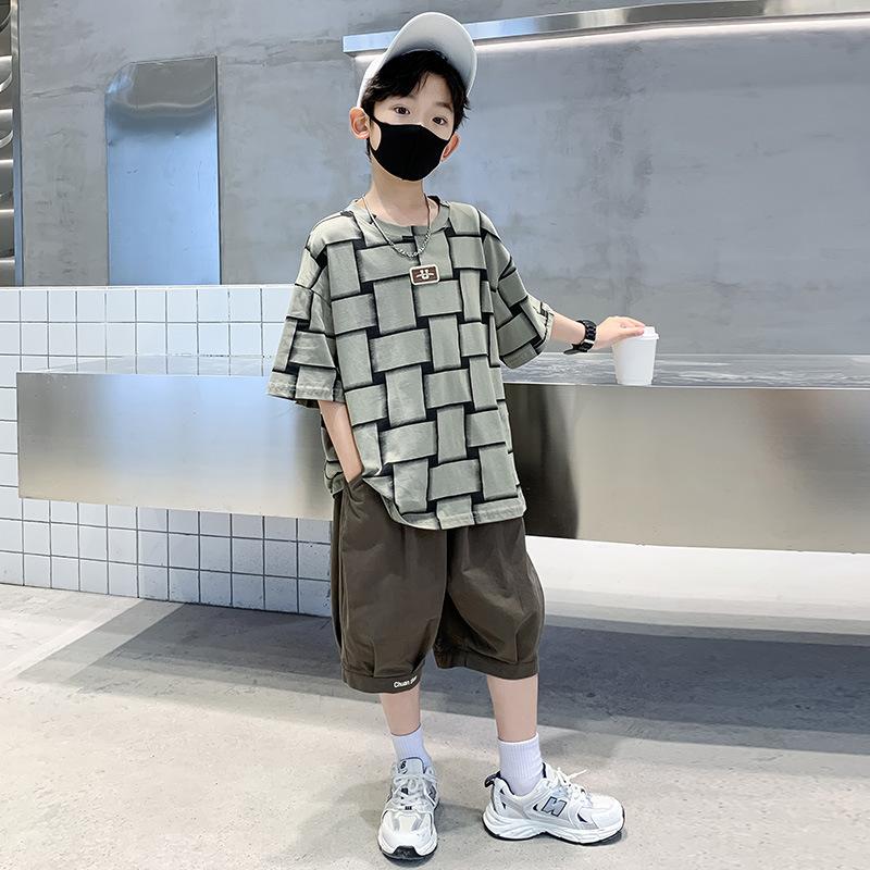 Boys Fashion Short-sleeved Suit 2025 Summer Children Loose Thin Suit