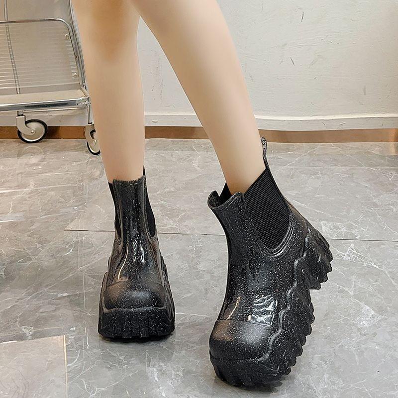 Модная весна-осень 2025 Модная платформа Увеличенные Нескользящие Ботильоны до середины бедра для женщин