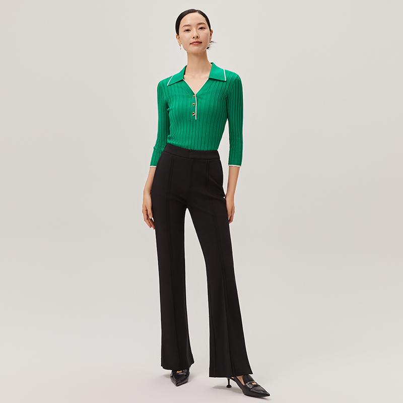 Ditu Women's Black Micro-Flared Knit Pants