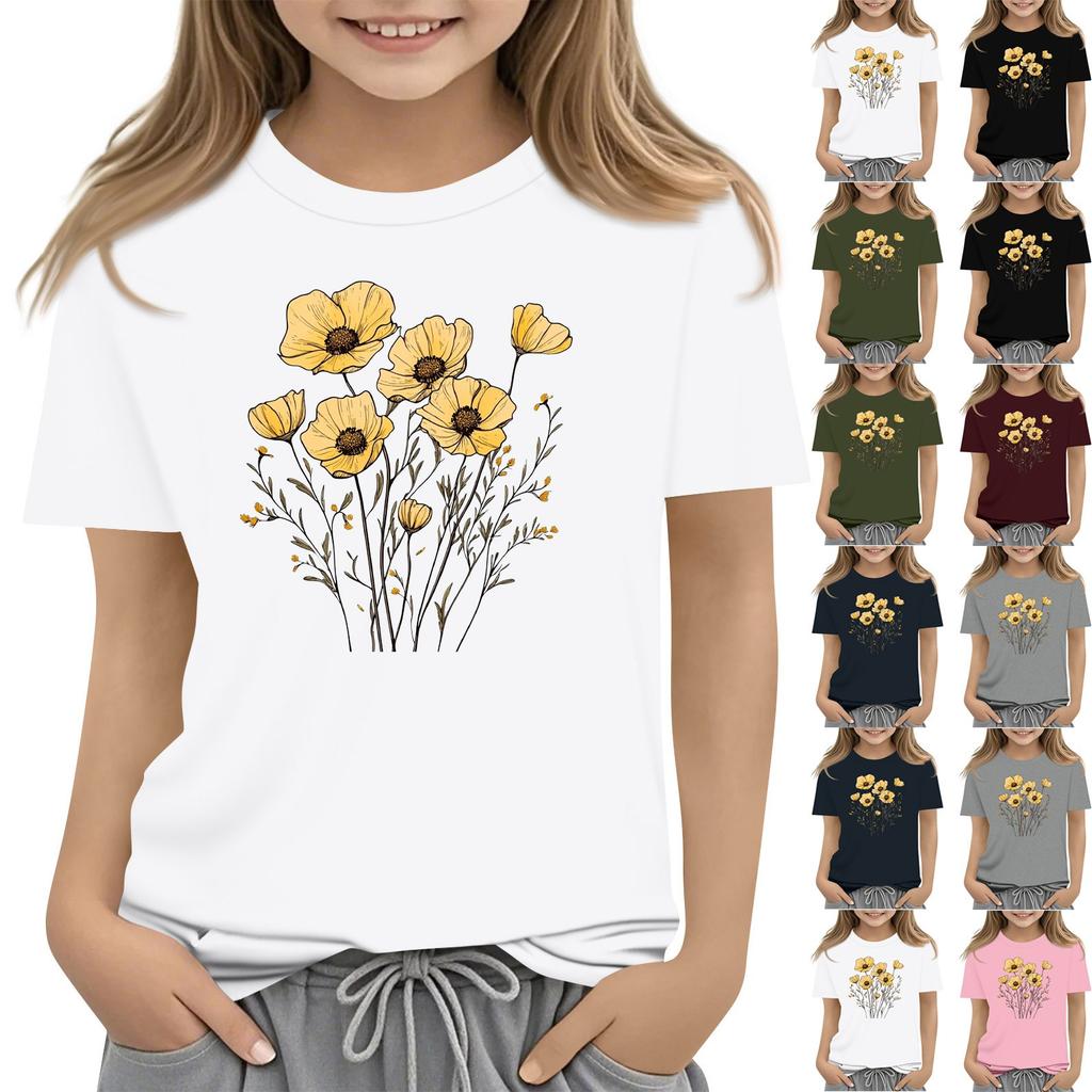 Toddler Girl Boy T-Shirts Kids Top Boys And Girls Printed Short Sleeved T-shirt 1-12Y