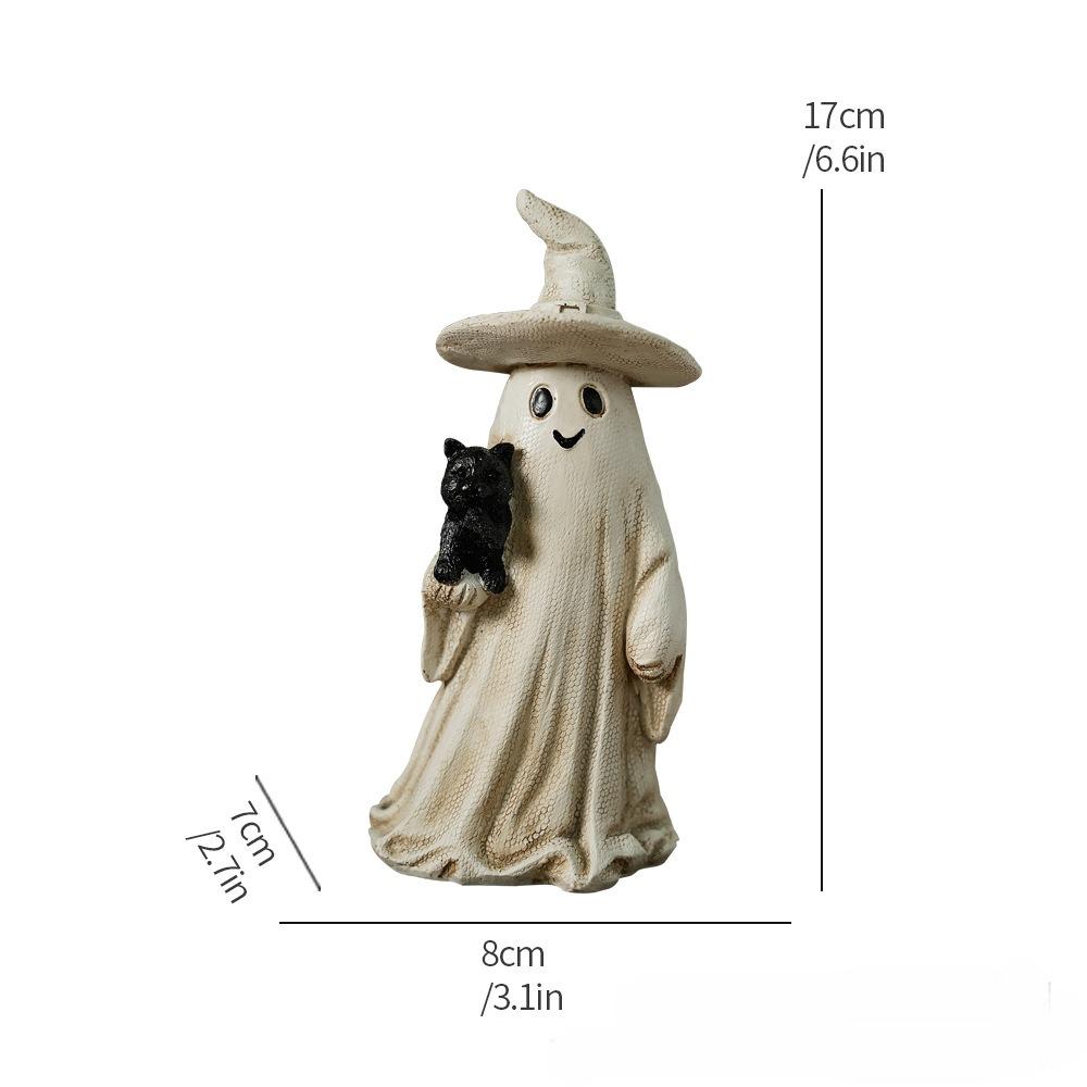 Halloween Ghost Figurine Decoration Resin Pumpkin Spooky Statue Home Ornaments Desktop Bookshelf Holiday Scene Ghost Props Decor