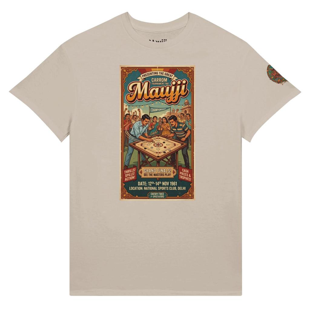 Maujji Carrom tournament T-Shirt, Premium Heavyweight Cotton Tee
