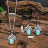GemChic Женские Новые Винтажные Простые Круглые Цветы Бирюзовый Кулон Ожерелье Серьги Комплект Из Двух Частей Подарок На День Рождения Рождественские Украшения